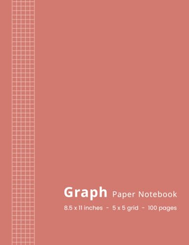 Graph Paper Notebook - 8.5 x 11 - 5x5 Grid - 100 Pages: Quad Ruled Graphing Composition Book for Math, Science & Engineering Students, School & Work - 5 Squares per Inch - Aesthetic Warm Coral Cover