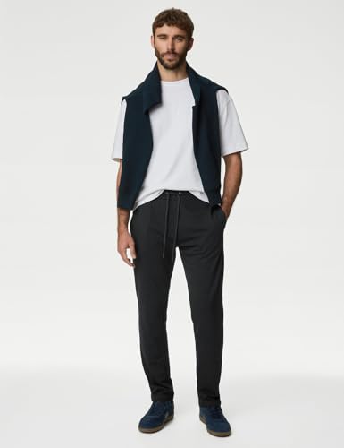 Image of Marks & Spencer Cotton Rich Straight Leg Trackpants