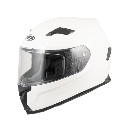 MTR S-6 Evo Integralhelm, Motorradhelm ECE 22.06 Zertifiziert - Maximale Verkehrssicherheit, Robuster & Leiser Motorrad Helm, Kinn & Kopf Belüftung, Roller Helm Herren & Damen, Glossy Weiß, L