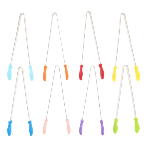 Alipis Juego de 8 Pinzas Mini para Servir Punta de Silicona Acero Inoxidable Colores Surtidos para Cubitos de Hielo Barbacoa y Aperitivos en Cocina y Buffet Utensilios Portátiles