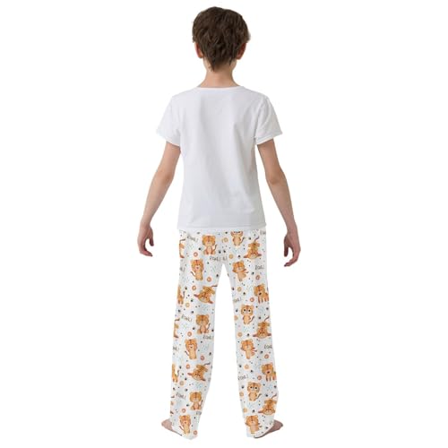 Tiger Roar Footprint Boys Long Pants Soft Trousers Elastic Waist Kids Lounge Bottoms with Pockets S-XL3