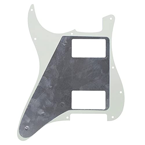 Ikn Strat Hh Pickguard Back Plate Tremolo Cavity Cover W/Screws For Standard Strat Modern Style Big Apple Guitar Replacement, 3Ply Aged White #TOP4