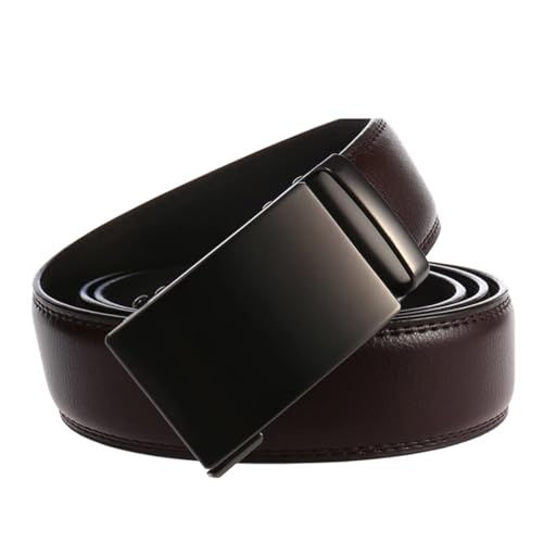 Male 3.5Cm Leather Belt For 130Cm Brown Belt Alloy Automatic Buckle Trouser Belt Brown A 125cm3