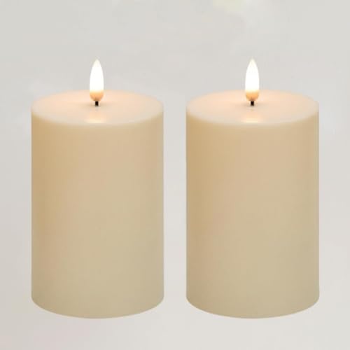 Image of ANGELLOONG Outdoor Battery Candles Waterproof, 2 Pack 3 inchx4 inch LED Candles Flickering, Electric Candles with 6H Timer for Porch Decor, Garden Decor Home Styling