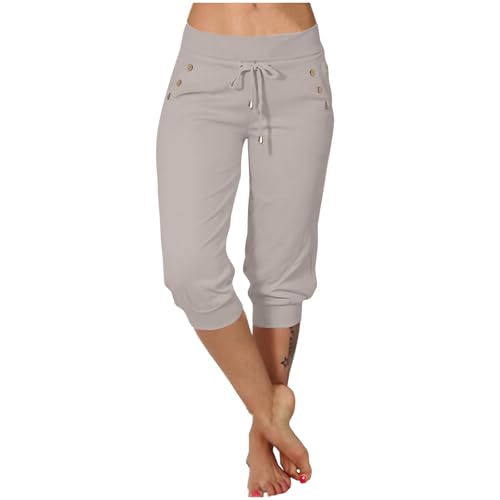 Capri Pants for Women High Waisted Drawstring Joggers Stretch Lightweight Casual Hiking Pant Capri with Pockets