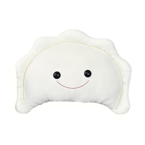 Karoeiwa Pierogi Plush Pillow 15.5 inch Cute Dumpling Stuffed Animal Food Shaped Plushies Toys Home Decor Kawaii Gifts for Kids White