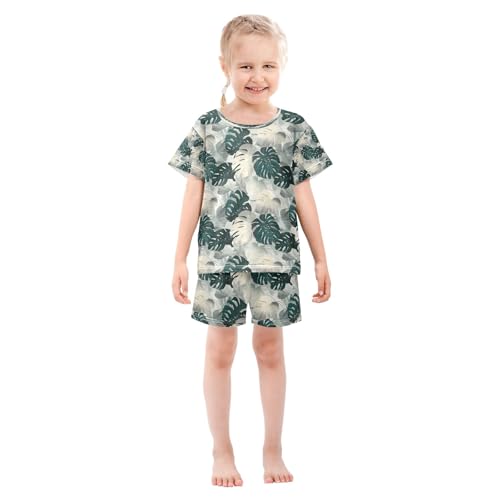 senya Monstera Deliciosa Tropical Summer Pajamas Set Short Cotton Sleepwear 2 Piece3