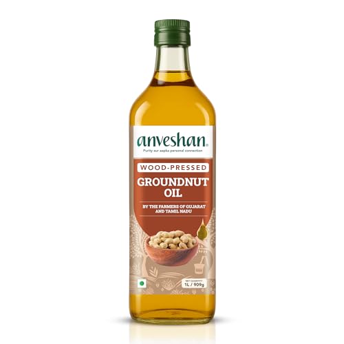 Anveshan Wood Cold Pressed Ground Nut Peanuts Oil 1 Litre | Plastic Bottle | Kolhu/Kacchi Ghani/Chekku/Ganuga | Peanut Oil | Natural | Chemical-Free | Cold Pressed Ground Nut Oil for Cooking