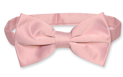 Mens SLIM FIT Dress Vest BowTie Solid Dusty Pink Color Bow Tie Handkerchief Set3
