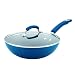 Rachael Ray Classic Brights Aluminum Nonstick Stir Fry Pan with Glass Lid, 11-Inch, Marine Blue Gradient Hard Enamel - 17648