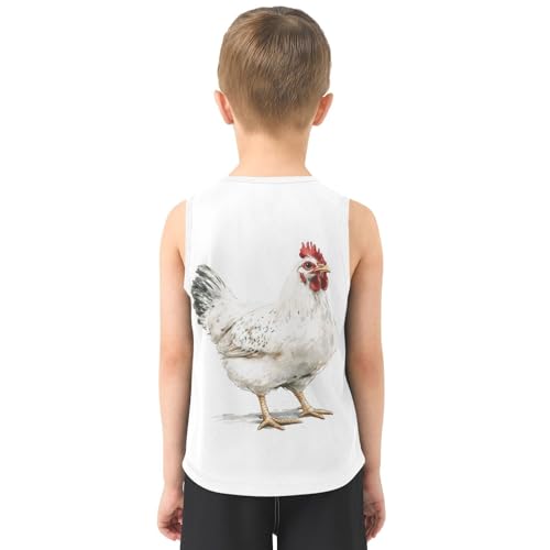 Boys Tank Top Shirts White Chicken Sleeveless T-Shirts Crew Neck for Kids Clothing Children3