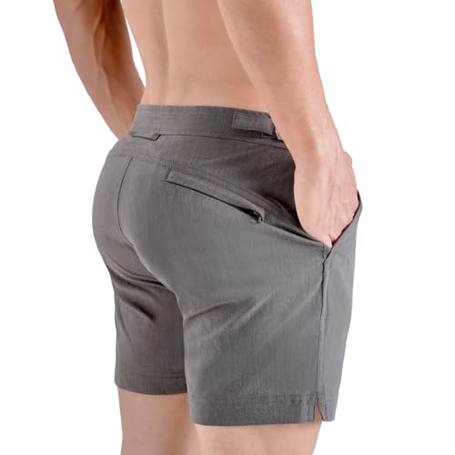 Rounderbum Men’s H2O Padded Swim Shorts – Black, Large – Quick-Dry Butt Enhancing Swimwear for...