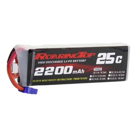 Roaring Top 7.4V 2200mAh Lipo Battery 2S 25C Battery with EC5 Plug for FPV Helicopter Airplane Drone UAV Quadcopter RC Boat RC Car RC Models Cover