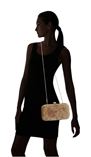 Image of TOOBA Handicraft Women's Embroidered Clutch Purse | Designer Handbag with Golden Floral & Pearl Work | Wedding, Cocktail, Party & Bridal Gift Bag for Women & Girls