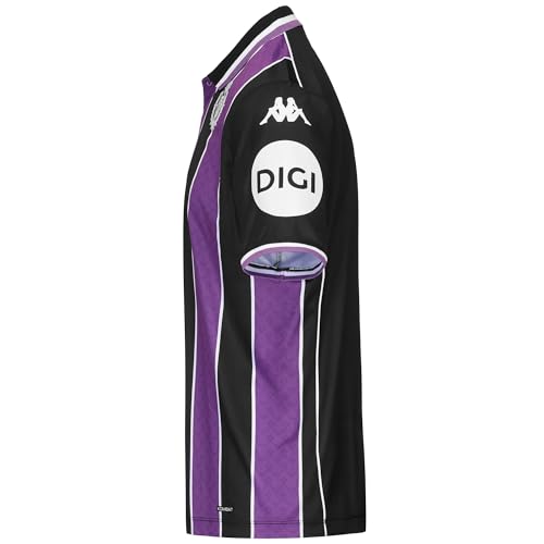 Kappa Camiseta Oficial Real Valladolid 2025/2026 Black/Violet/White SPONSOR2 | Tecnología Hydro-Way Protection, Tejidos Reciclados y Logotipos Termofusionados | 12Y