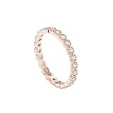 PAVOI 14K Rose Gold Plated Rings Cubic Zirconia Band | Marquise Milgrain Eternity Bands | Rose Gold Rings for Women Size 8