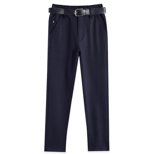 Image of CAVIO Boys Stretchable Solid Regular Fit Trousers with Belt