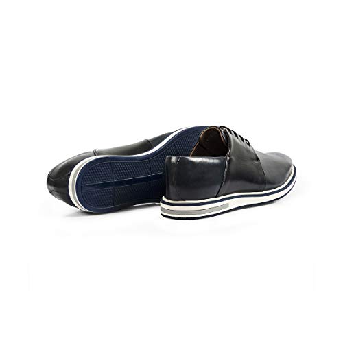 Sapato Casual Masculino Derby Couro Mestiço Reverso - 1100 - Blue Cor:Azul;Tamanho:41