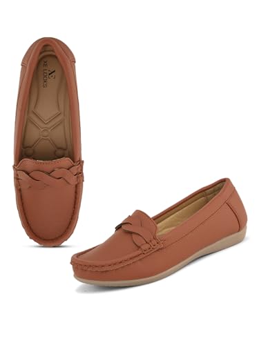Image of XE Looks Women's Wave Design Loafer Ballet & Moccasins Faux Leather, Trendy and Stylish, Slip-on Mule Shoes for Daily Casual Wear & Formal Wear for Women & Girls