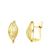 Pendientes en Oro de 18k con 13mm. forma de hoja lapidados