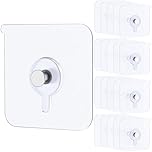 Pawfly 20 Pcs Adhesive Picture Hooks 33 lbs Load Heavy Duty Picture Hangers Without Nails Adhesive Wall Hooks for Hanging Transparent Waterproof Frame Hangers Sticky Hooks for Bathroom Kitchen