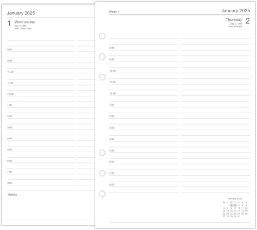 Orgnizme Recharge Pour Agenda 2025, Format A5, 1 Jour Par Page, Compatible Avec L'organiseur