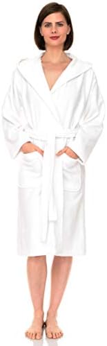 TowelSelections Womens Robe, Premium Cotton Hooded Bathrobe for Women, Soft Terry Cloth Robes for Women Small White