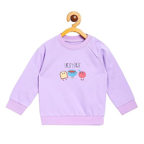 Image of miniklub Girls Purple Graphic Printed Pure Cotton Sweatshirt