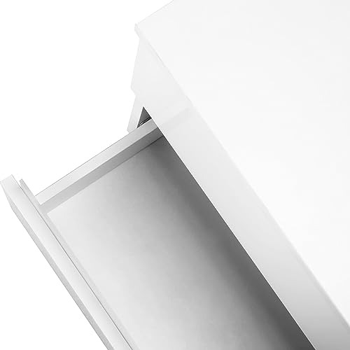 Led Nightstand With 2 Storage Drawers, Modern High Gloss Bedside Table With Led Lights, End Table For Bedroom Furniture(White,1 #TOP6