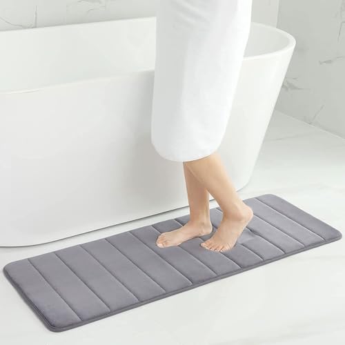 Homaxy Memory Foam Dick Badezimmerteppich, 40 x 120 cm, Dunkelgrau – Ansicht 1