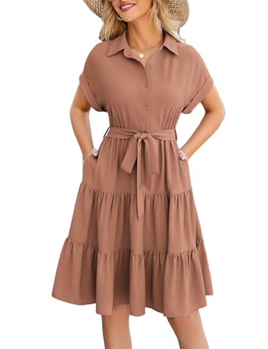 Pink Dresses for Women 2025 V Neck Cute Loose Fit