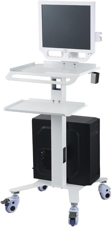 Carro Médico con Soporte para Monitor, Carro De Servicios Dentales con Ruedas, Doble Capa para Enfermería Y Salones De Belleza, Diseño Versátil Y Portátil.