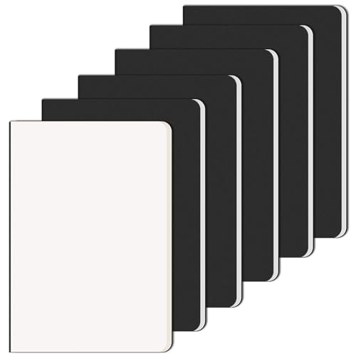 RITOLLO 6er Pack A5 Leeres Notizbuch, Schwarzes Kraftpapier-Einband Blanko Hefte, Premium Skizzenblöcke für Reise Schule Kreative Notizen