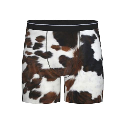 Poadnly Textura de Piel de Vaca Color Canela en Blanco y Negro,Calzoncillos bóxer para Hombre, Ropa Interior novedosa, Calzoncillos de poliéster Suave,S