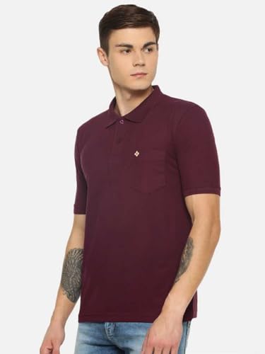 Image of Dollar Men's Pack of 1 Solid Cotton Blend Polo Neck T-Shirt