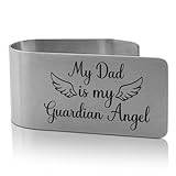 XQLZY My Dad Is My Guardian Angel Engraved Stainless Steel Car Visor Clip, Funny Guardian Angel Visor Clip Gifts for Dad Men Uncle Driver, Travels Visors Car Accessories, God Prayer Gifts