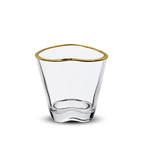 Ruglush Heart Shaped Shot Glasses With Gold Rim 4 Pack, Korean Soju Shot Glasses, Clear Heart Shot Glass Set For Soju Whiskey Vodka Espresso Liquor, Drinking Gift For Men And Women, 2Oz #TOP3