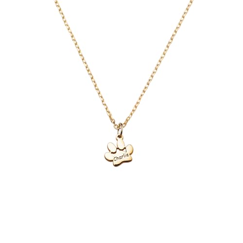 Custom Engraved Paw Print Necklace – 925 Sterling Silver or Gold, Personalized Memorial Jewelry, Thoughtful Gift for Pet Lovers, Unique Charm Keepsake, Christmas Gift