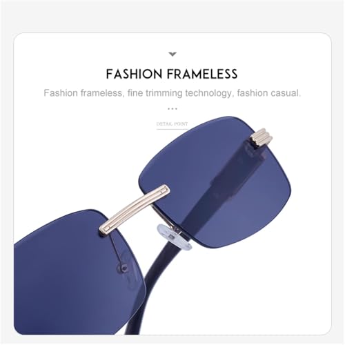 Rectangle Rimless Sunglasses For Men Women Frameless Vintage Leopard Frame Eyewear Shades3