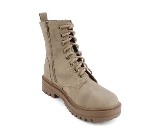 Image of Soda FIRM - Lug Sole Combat Ankle Bootie Lace up w /Side Zipper