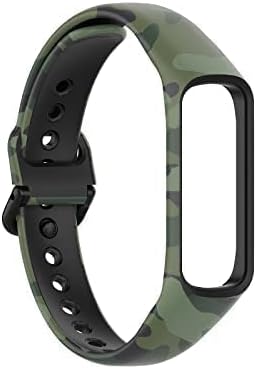 TECHONTO Soft Silicone Army Design Watch Band with Secure Buckle Compatible for Samsung Galaxy Fit E Fitness Watch(R375)[Not For Any Other Models](ARMY GREEN)