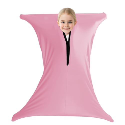 Sensory Body Sock for Kids 47x27 Full-Body Wrap Stretchy Sensory Sock Body Sox for Children with Autism and Anxiety to Relieve Stress Soothing Relaxing (Pink-S)