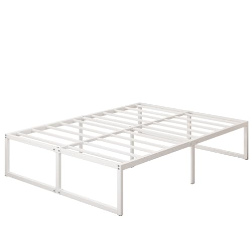 Miniatura 8 de Yicensen Cama De Metal De 150 X 190 Cm Con Somier De Láminas De Metal, 41 Cm De Altura, Marco De Camas Matrimoniales, Montaje Fácil, Estable, Blanco