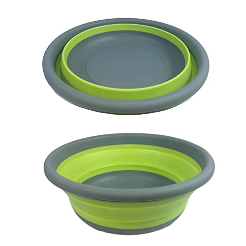 Collapsible Portable Wash Basin Dishpan 5L Kitchen Dish Pans Washing Basin Foldable Wash Dish Tub for Camping Supplies, Marine, Camper Accessories for Travel Trailers (Green)
