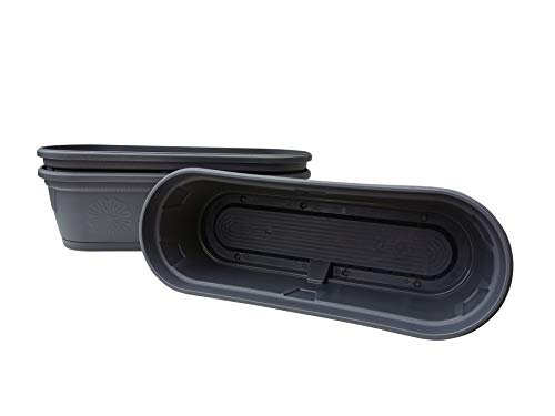 Garden4You Gerber, Plastic Window Box, Flower Trough, Planter with Saucer, 20-35-50cm, Set of 3 (antracid,35) Cover
