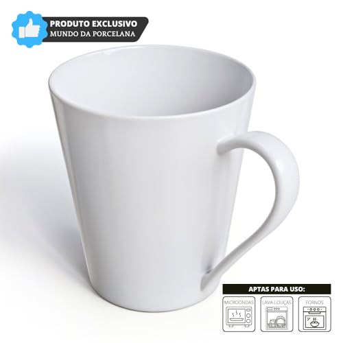 Jogo 6 Xícara Caneca Tulipa Lisa Porcelana Branca - Mundo Da Porcelana