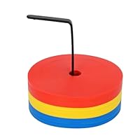 aleawol 24er Set Markierungsscheiben, 15cm Markierungshütchen Fussball Flach, Rutschfeste Markierungsteller Fussball Flach mit Organizerhalter, Bodenmarkierung Trainingszubehör für Fußball, Basketball
