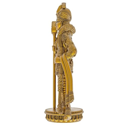 Image of SHILP ART & CREATIONS Pagdhi Murgan Brass Idol Golden Finish Decorative Statue Round Base Detailed Carving Standing Murugan Sculpture Home Temple Decor (Golden, 3 inch,72 gram)
