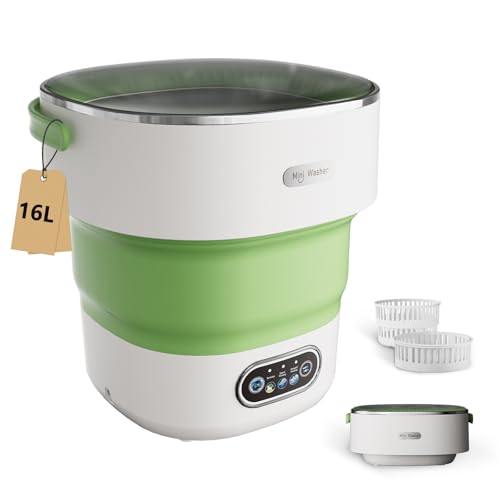 Image of Mini Laundry Machine 16L - Foldable Portable Laundry Machine and Spinner for Baby Clothes, Underwear, Socks; Ideal for Travel, Dorms, Camping