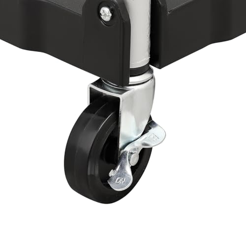 عربة خدمة محمولة قابلة للطي بثلاثة مستويات وبعجلات، عربة دفع تخزين عملية قابلة للطي مناسبة للمنزل والمكتب والمستودع والمطبخ من لوازم، لون أسود، مقاس 65 × 38 × 85 سم